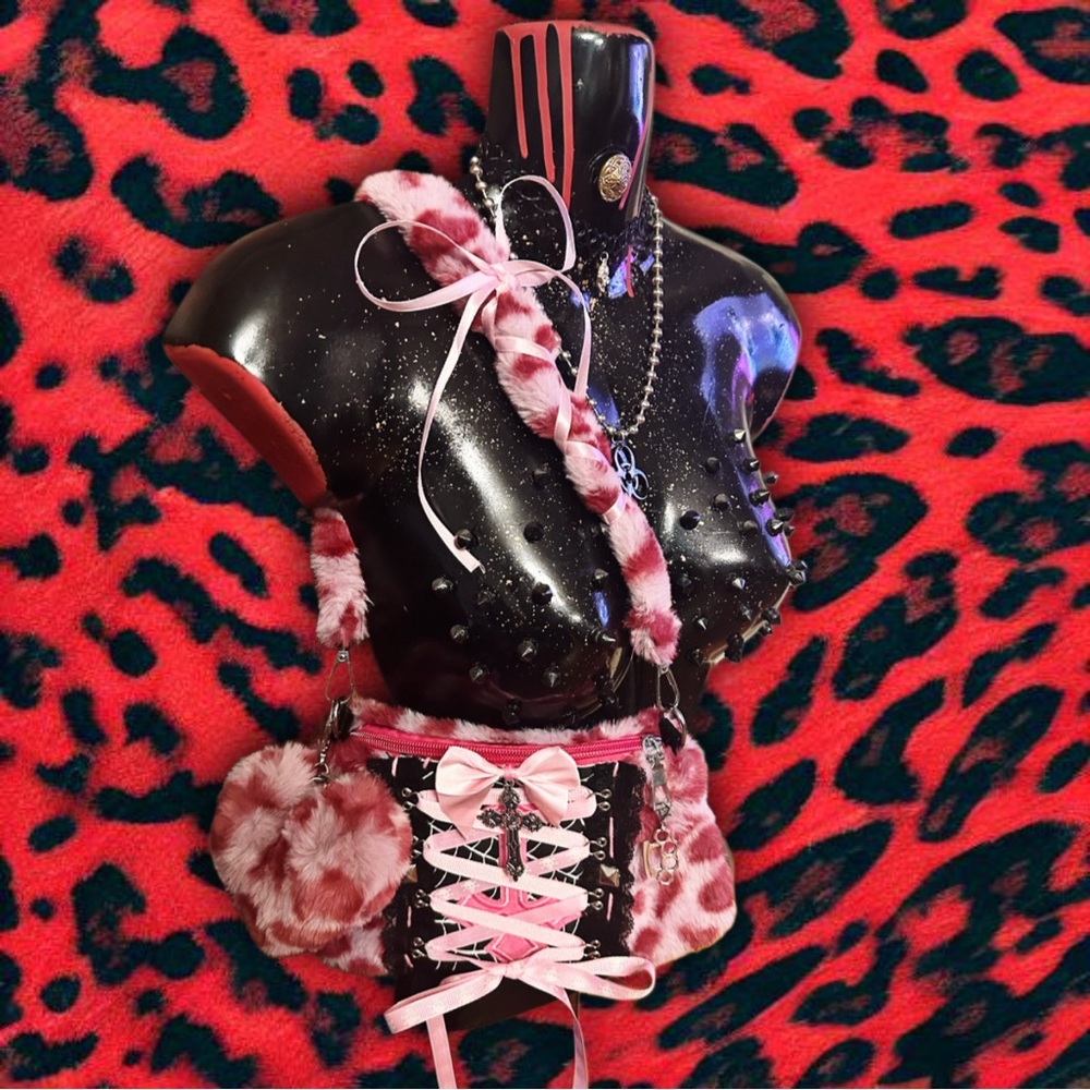 Pink and black mini bag